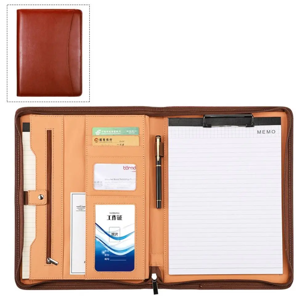 

PU Leather A4 Clipboard Folder Stationery Multifunctional Contract File Folders Writing Pads with a4 Notepad Document Organizer