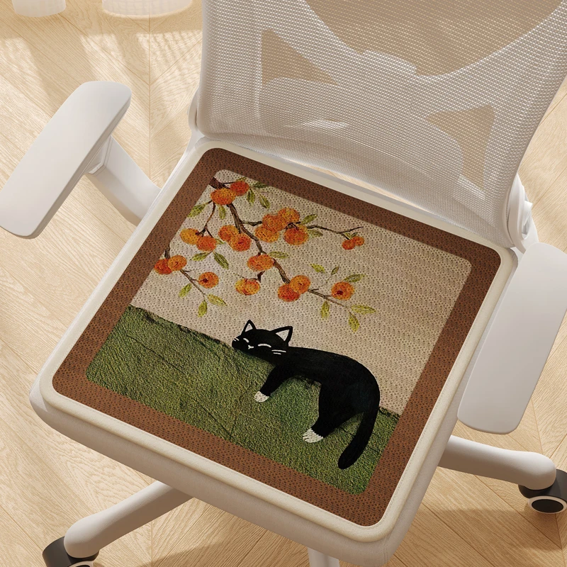 Antiskid Office Chair Cushion Cartoon Retro Style Home Dormitory  Pad Breathable Square Pad for Office Chair And Stool