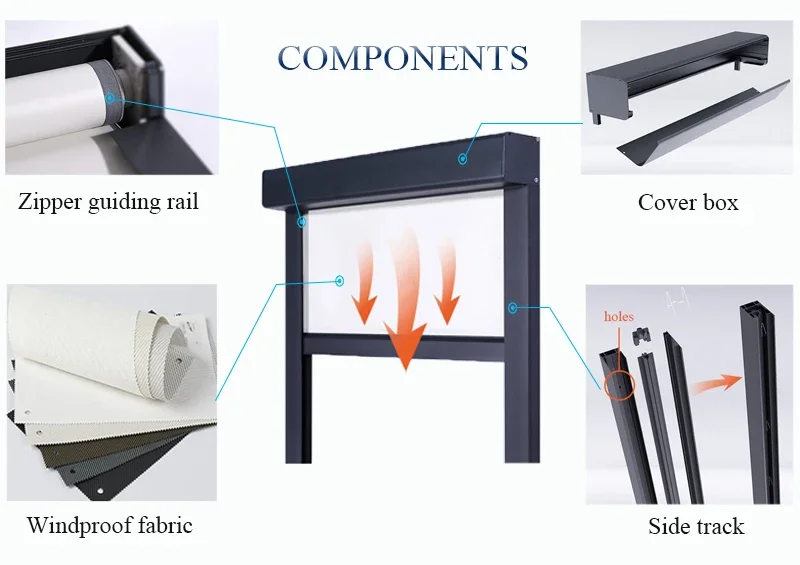 Persianas motorizadas elétricas, Windproof exterior, Zip Track