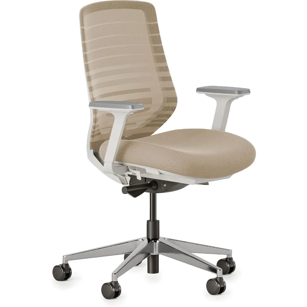 Silla ergonómica de escritorio versátil con soporte Lumbar ajustable, respaldo de malla transpirable y ruedas lisas