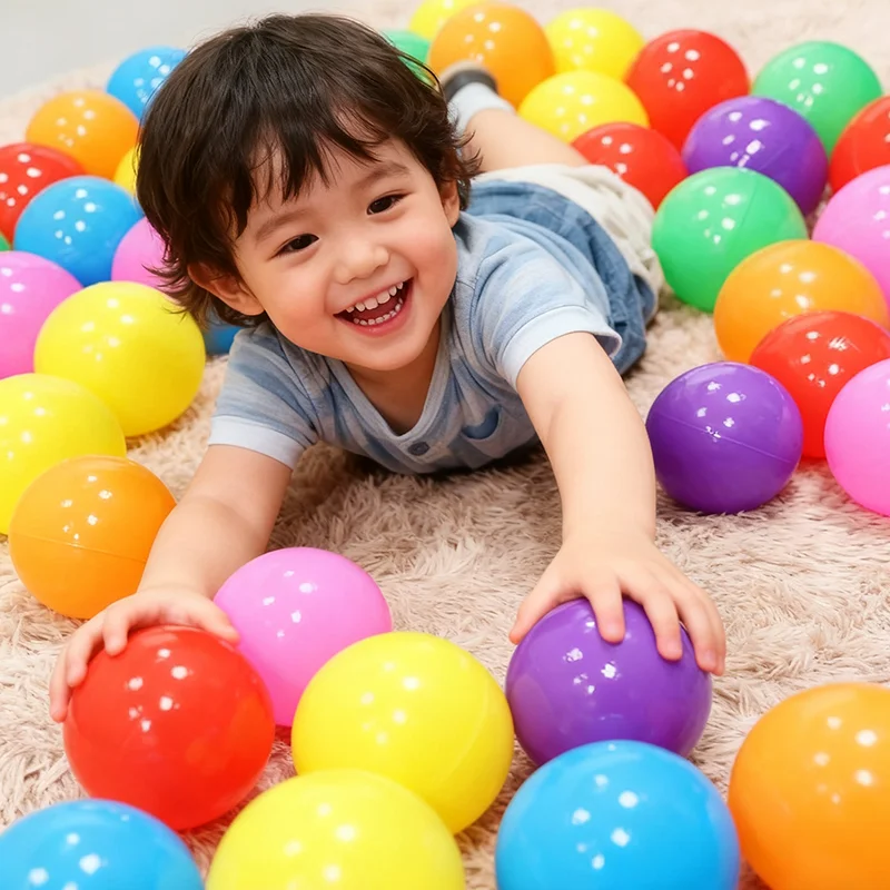 ลูกบอลพลาสติกสำหรับเด็กทารก50ชิ้นลูกบอลหลุมของเล่นเต็นท์เด็กสระว่ายน้ำสีสระลูกคลื่นทะเลสำหรับเด็กเล่นเกมกีฬากลางแจ้งในร่ม