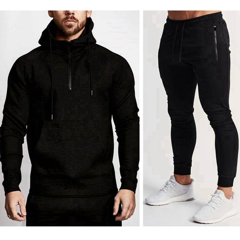 

Men Running Sportswear Sets Sweatshirt Sweatpants Gym Fitness Pullover Hoodies Tops Pants Male Autumn Jogging Workout Tracksuits