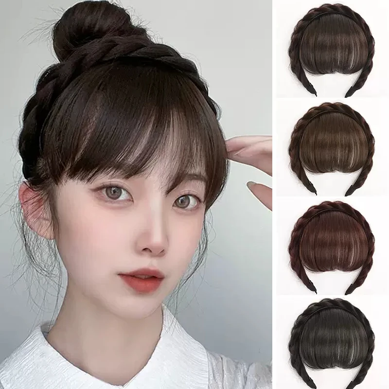 Fake Air Bangs Hairband Hair Styling Tools Hair Clip Extension Synthetic Hair Fake Fringe False Hairpiece Clip In Bangs Headband