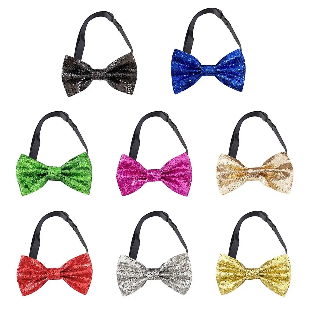 Fashion Shiny Paillette Sequins Bowtie Adjustable Neck Stage Performance Tie Dance Bowknot Necktie Party