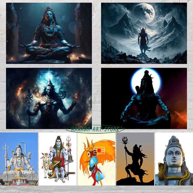 India God Shiva Hinduism Indian Poster Canvas Prints God Shiva Hinduism Wall Art Prints Ancestral Hall Home Room Wall Decoration