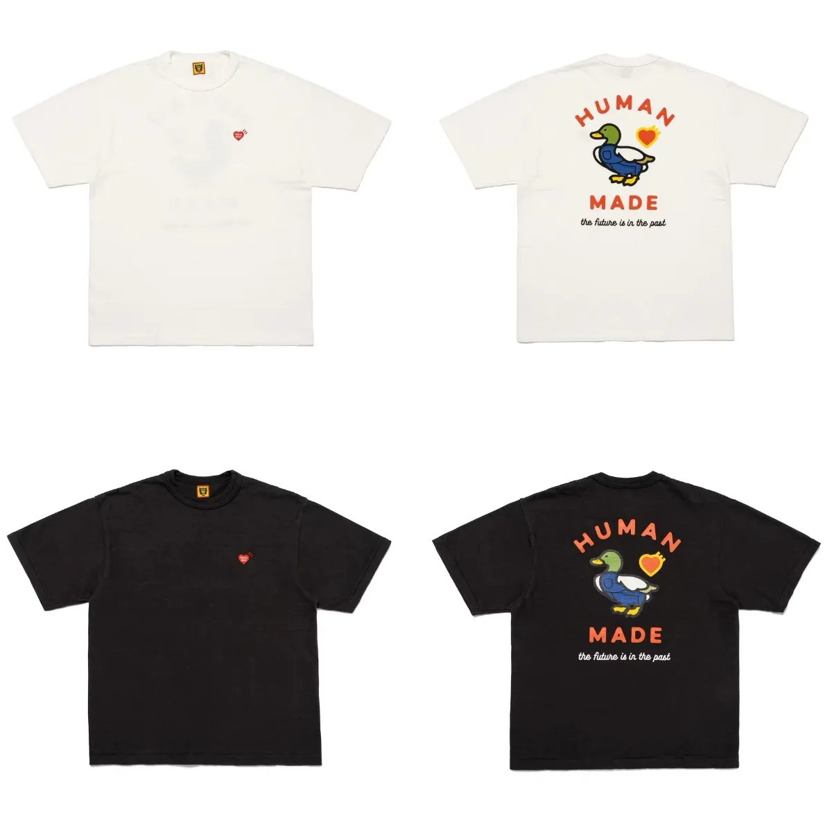 2026 New HUMAN MADE Japanese Cartoon Animal Printed Duck Love Printed Short Sleeve T-shirt Bamboo Cotton