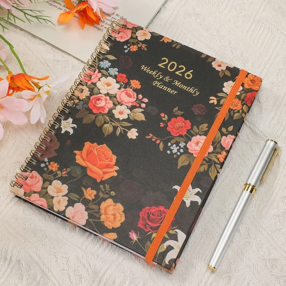 

2026 A5 Weekly Monthly Planner Portable Thick Daily Schedule Book Stationery To Do List Spiral Organizer with Calendar Notes