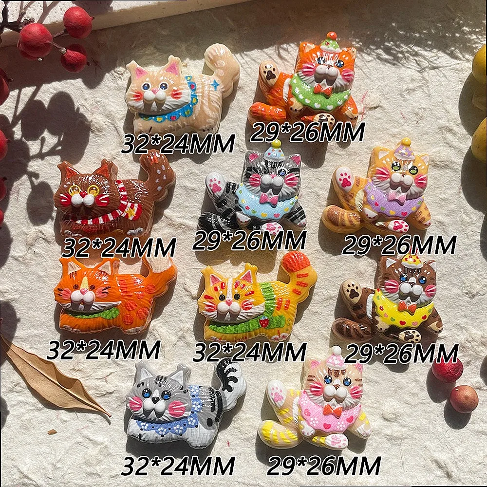 100pcs Kawaii Animal Mini Cat Resin Flatback Charms for DIY Phone Case Scrapbook Hairclip Refrigerator Decor Wholesale Craft
