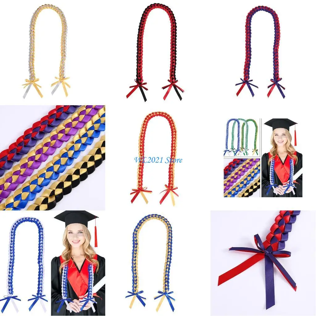 G5GC Graduation Double layer Ribbon Necklace Useful Graduation Braided Rope