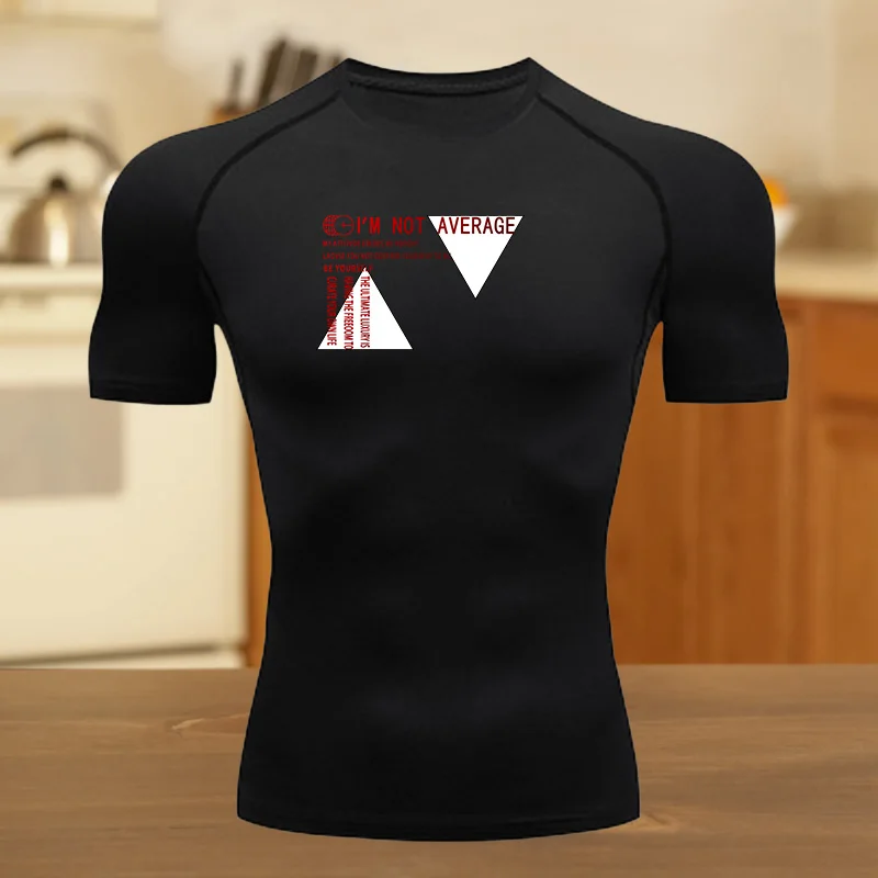 

Summer Athletic Compression T-Shirt for Men Breathable Quick-Dry High-Elasticity Running Short Sleeve Tees with Bold Graphic Gym