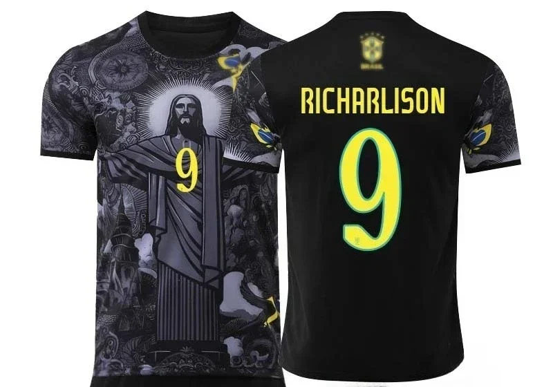 كرة القدم التدريب تي شيرت طبعة خاصة البرازيلي يسوع المخلص ثلاثية الأبعاد طباعة سريعة الجافة تنفس الرياضة قصيرة الأكمام 2025new #3