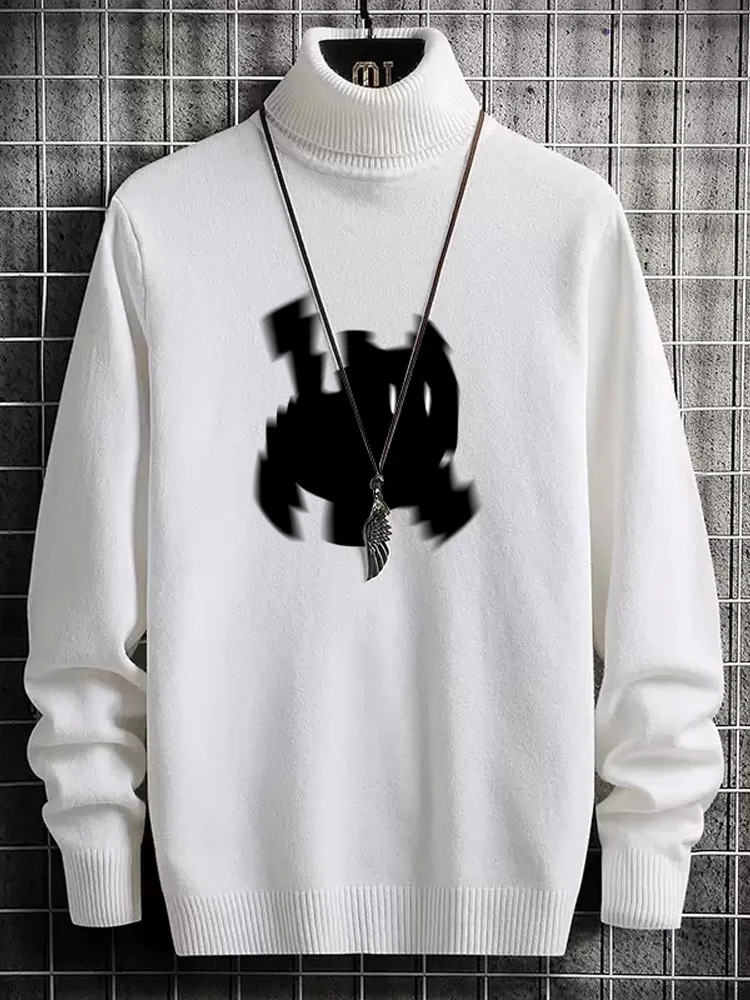 

Модный мужской свитер с высоким воротом, облегающий, молодежный, с отложным воротником, парный, повседневный, с длинным рукавом, из полиэфирного волокна