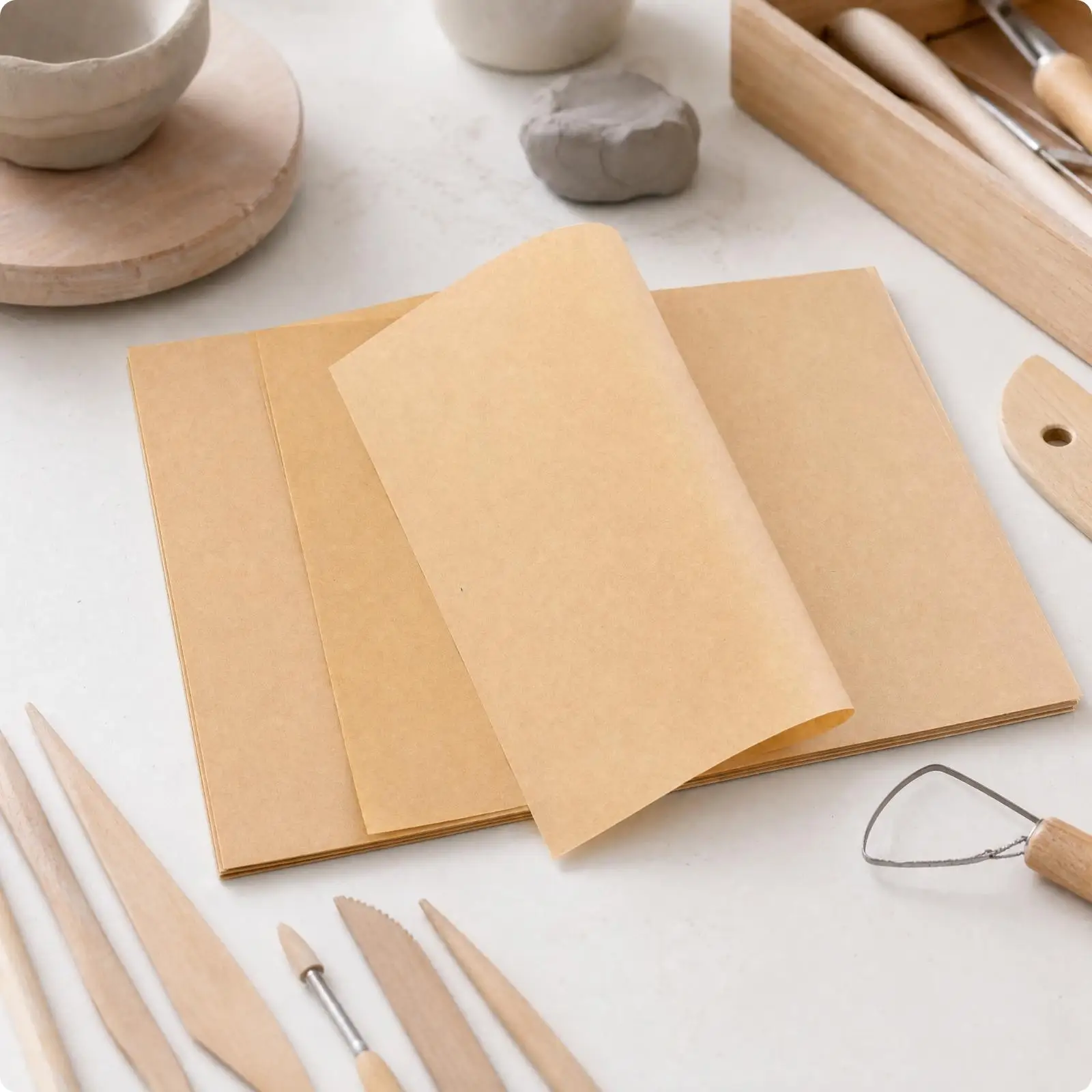 2x50 Pieces Oil-Paper Craft Sheet Easy to Clean Non Craft Work Surface Wipe-Friendly Water-Resistant Craft Work Mat for Art
