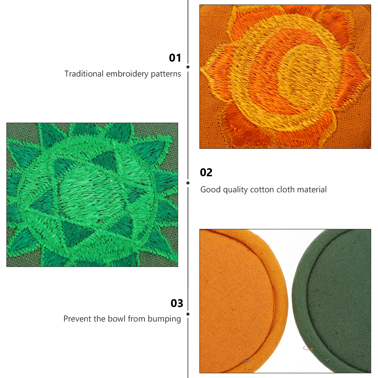 

2 Pcs Embroidered Teapot Pad Embroidery Sound Bowl Cushion Singing Small Crystal Cotton Round