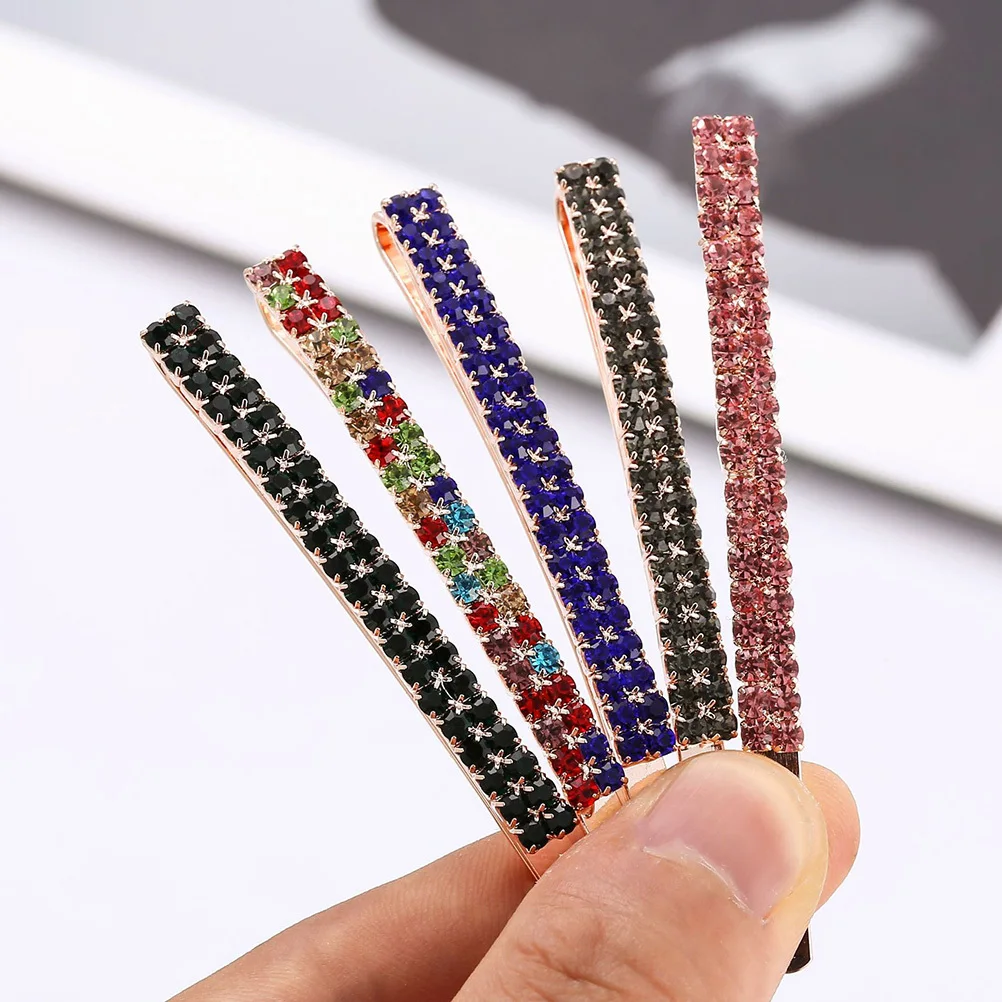 

6 Pcs Rhinestone Snap Barrettes Hair Clip Rhinestones Hairpin Pins Fashion Ornaments
