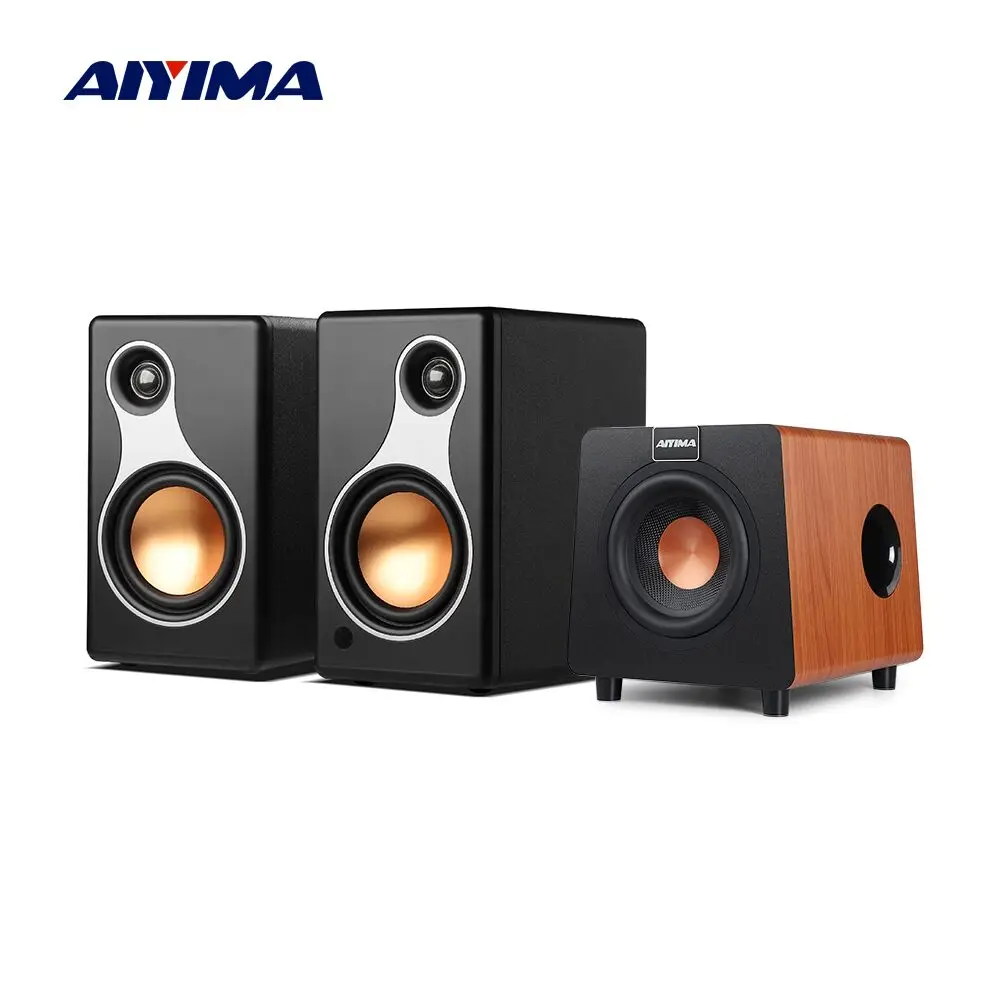 AIYIMA 2.1 Kanaals Bluetooth Speaker + 800X Subwoofer Hifi Home Sound Theater Houten Luidsprekers Combinatie DIY Boekenplank Luidsprekers