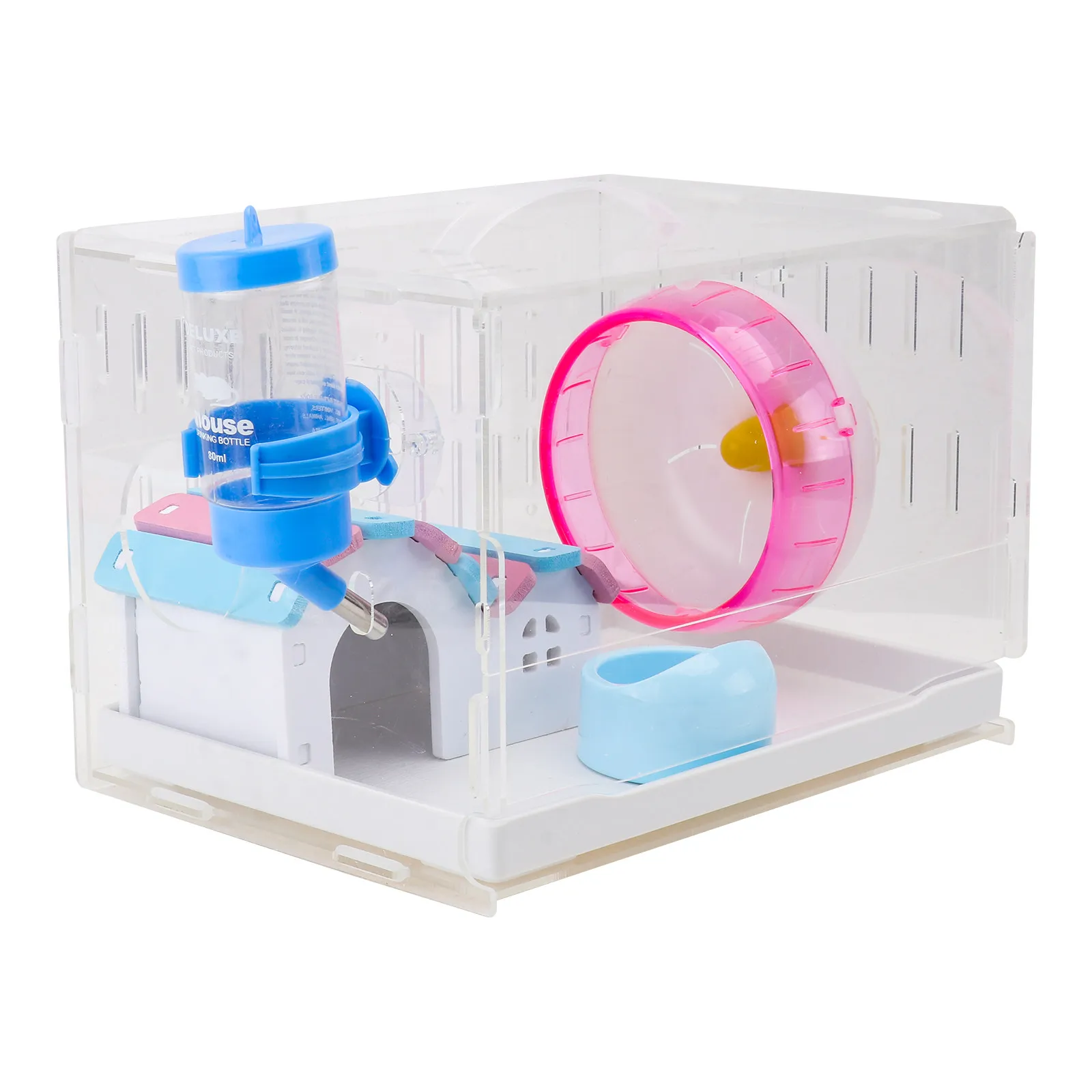 

Комплект: Прозрачная акриловая клетка-вилла для хомяков, одноярусная, компактная, для содержания и разведения мелких животных