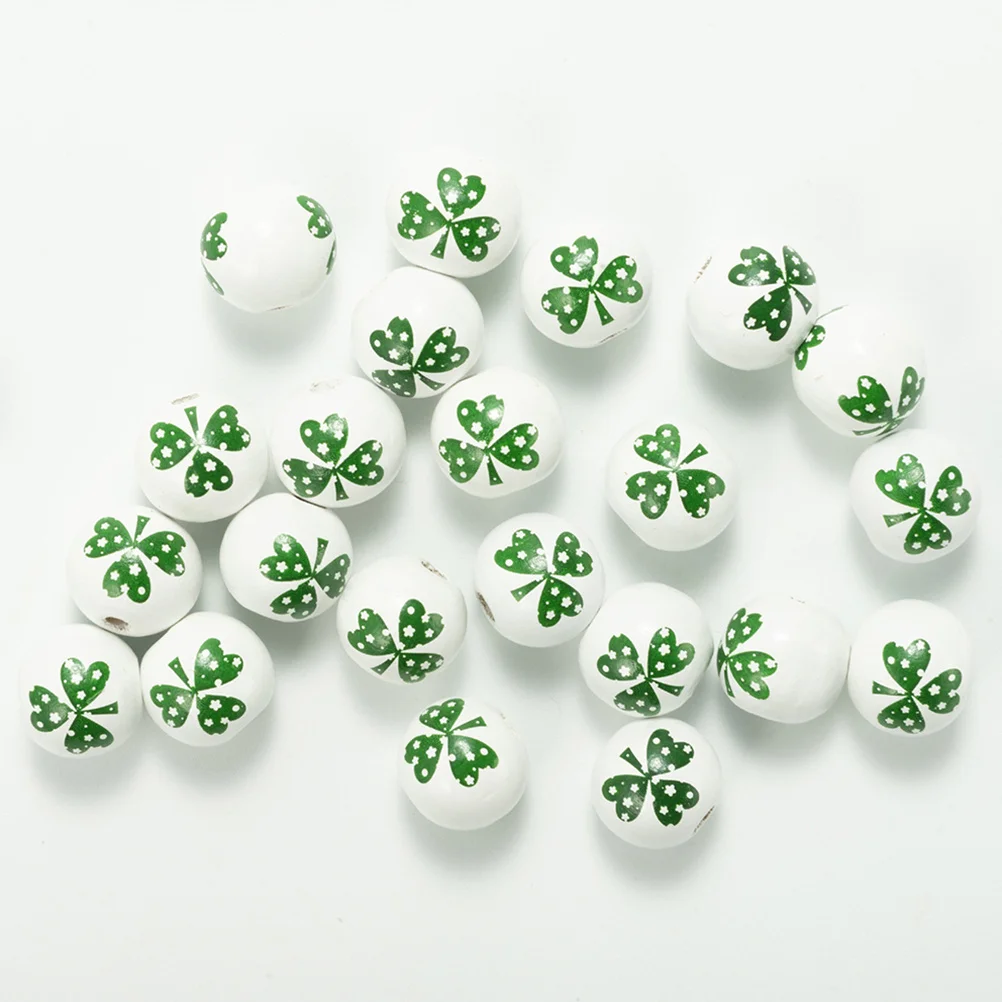 100Pcs Wooden Beads Pattern DIY Accessories Jewelry Making Supplies Smooth Polished Surface Craft Bracelets Pendant