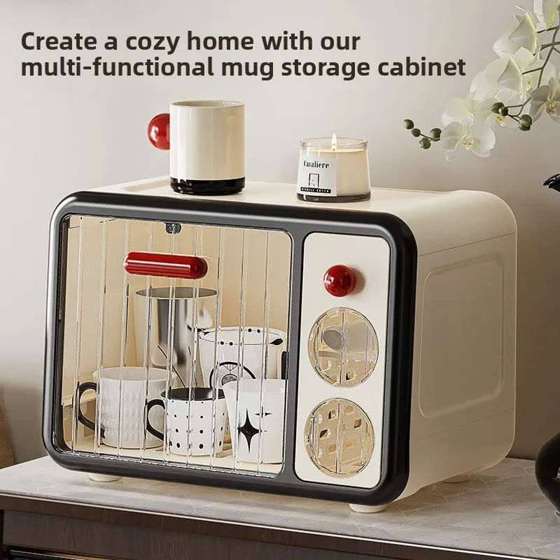 

Baby Tableware Storage Cabinet, Transparent Moisture-Proof Organizer Box, Foldable Structure, Left-Right Partition Design