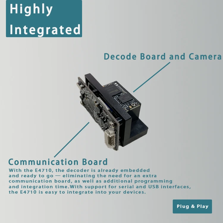 1D 2D QR Barcode Scanner Engine Module E4710 TTL/USB 60fps Global Shutter Coms Sensor for POS Terminal, Self-service Device