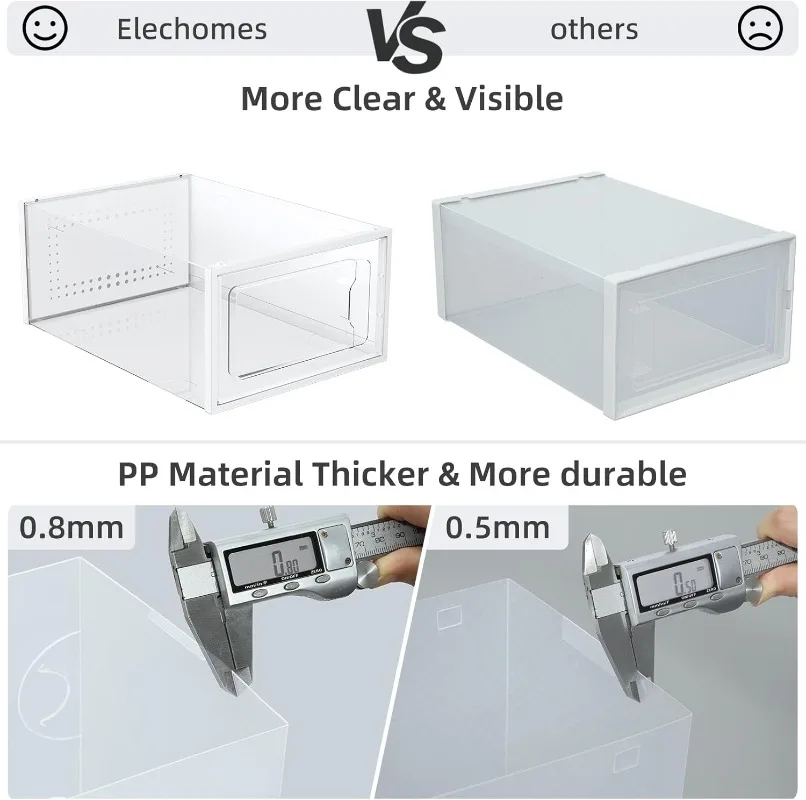 صناديق أحذية بلاستيكية شفافة قابلة للتكديس ، منظم أحذية ممتاز ، تخزين للخزانة ، توفير المساحة ، حاويات رف الأحذية القابلة للطي ، 18 عبوة