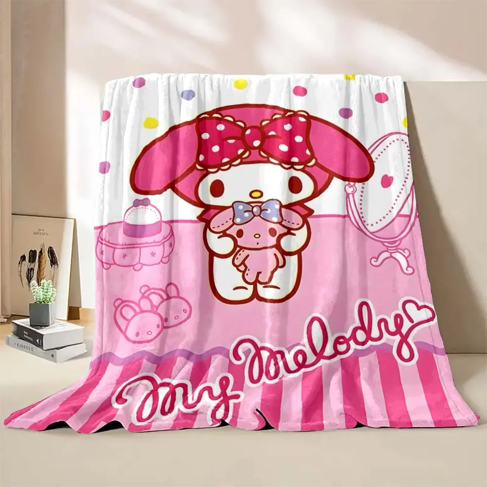 

6 Sizes Warm Soft Sanrio My Melody Custom Blanket Fluffy Children and Adults Sofa Plush Bedspread Throw Blanket for Sofa Bed
