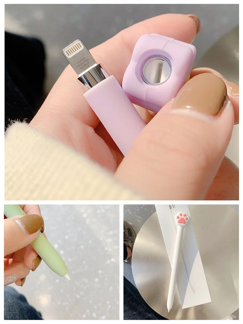 Niedliches Federmäppchen für Apple Pencil Pro und Pencil 2. und 1. Generation, Tablet-Stylus-Schutzhülle, weiches Silikon, stoßfest – Detail 11