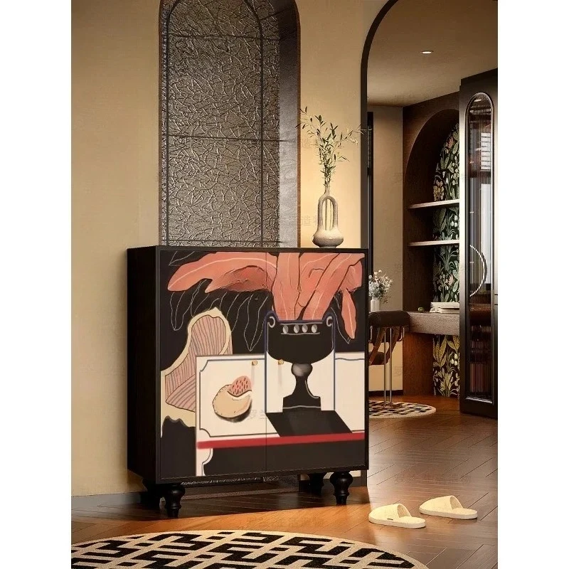 

Входная дверь Шкаф для обуви из массива дерева Бытовое хранилище на крыльце Угловой декоративный шкаф