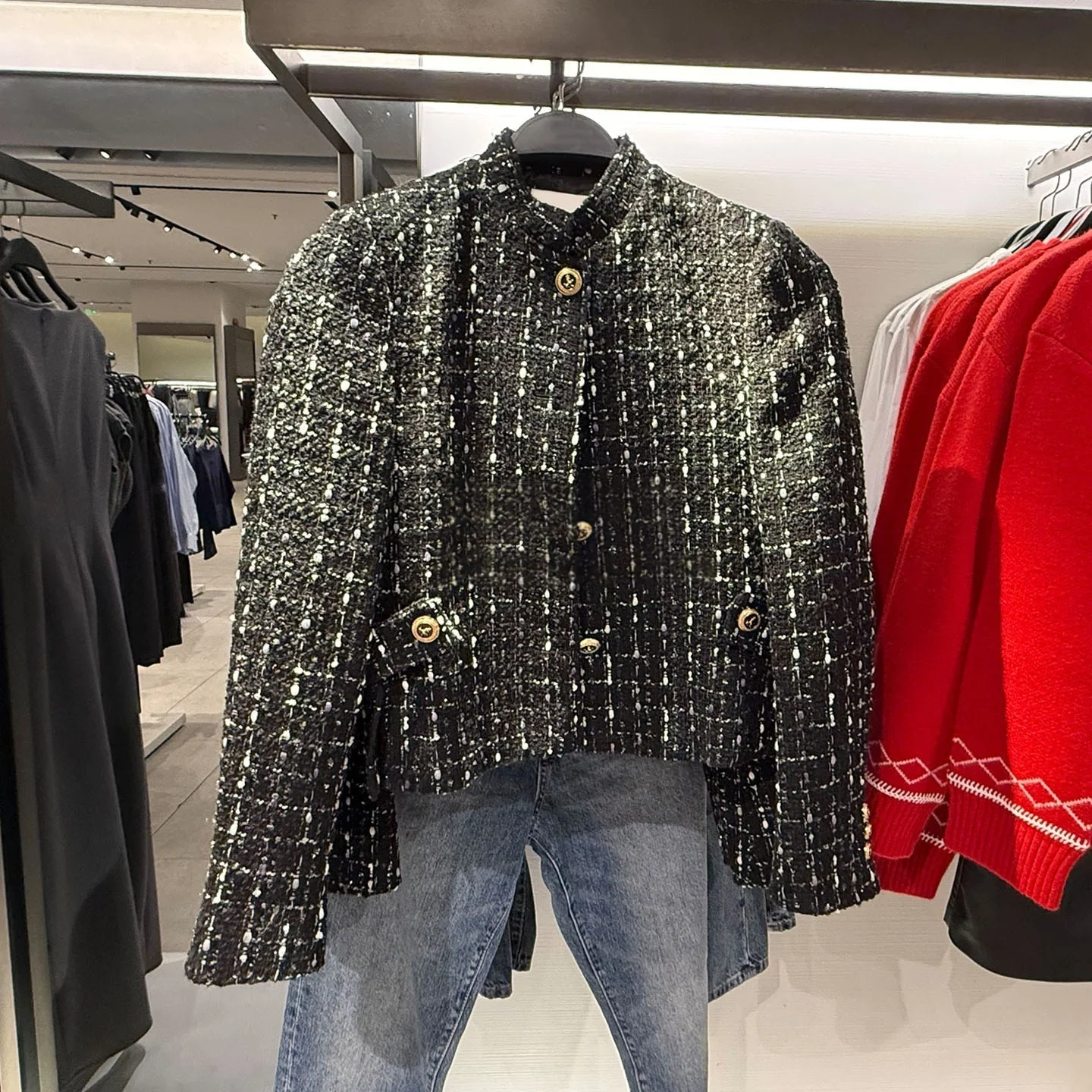 

2026 new women's fashion casual small fragrant style coarse floral woolen metal color line texture suit jacket jacket