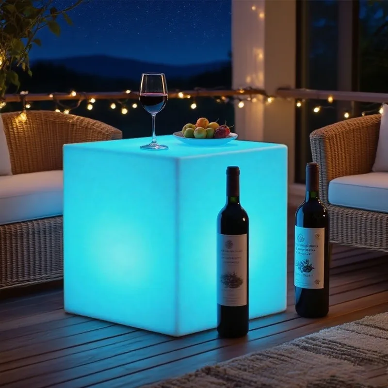 Custom Logo Plastic Rechargeable LED Cube Table Lamp Waterproof RGB Night Light for Modern Mall Restaurant Outdoor Party Decor