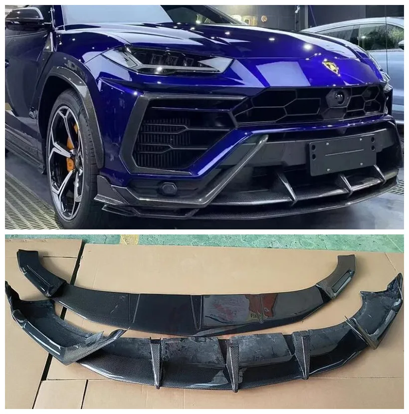 For Lamborghini URUS 2018 2019 2020 2021 2022 2023 2024 Real Carbon Fiber Bumper Front Lip Spoiler Chin Splitters Body Kits