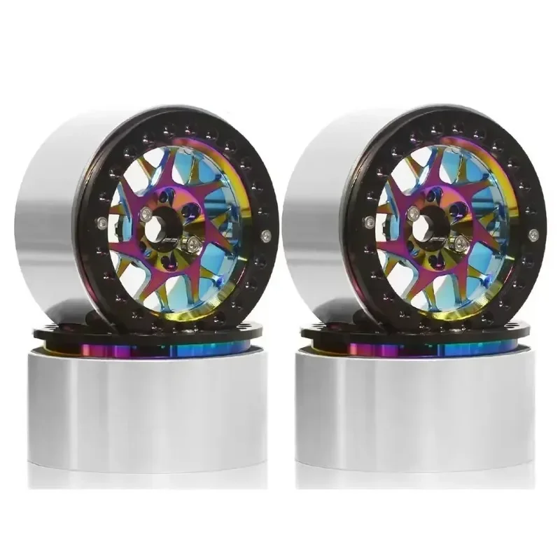 

Комплект из 4 радужных алюминиевых колесных дисков Beadlock 1.9/2.2 для радиоуправляемых краулеров 1/10 SCX10 TRX4 TRX6 Gen8