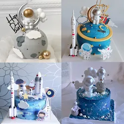 Outer Space Cake Topper Children Kids Birth Party Decor Astronaut Cakes Ornament Spaceman Universe Birthday Cake Decoration