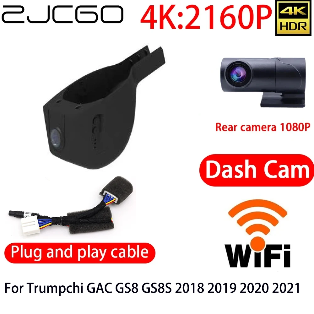 

ZJCGO 4K DVR Dash Cam Wifi Front Rear Camera 24h Monitor For Trumpchi GAC GS8 GS8S 2018 2019 2020 2021