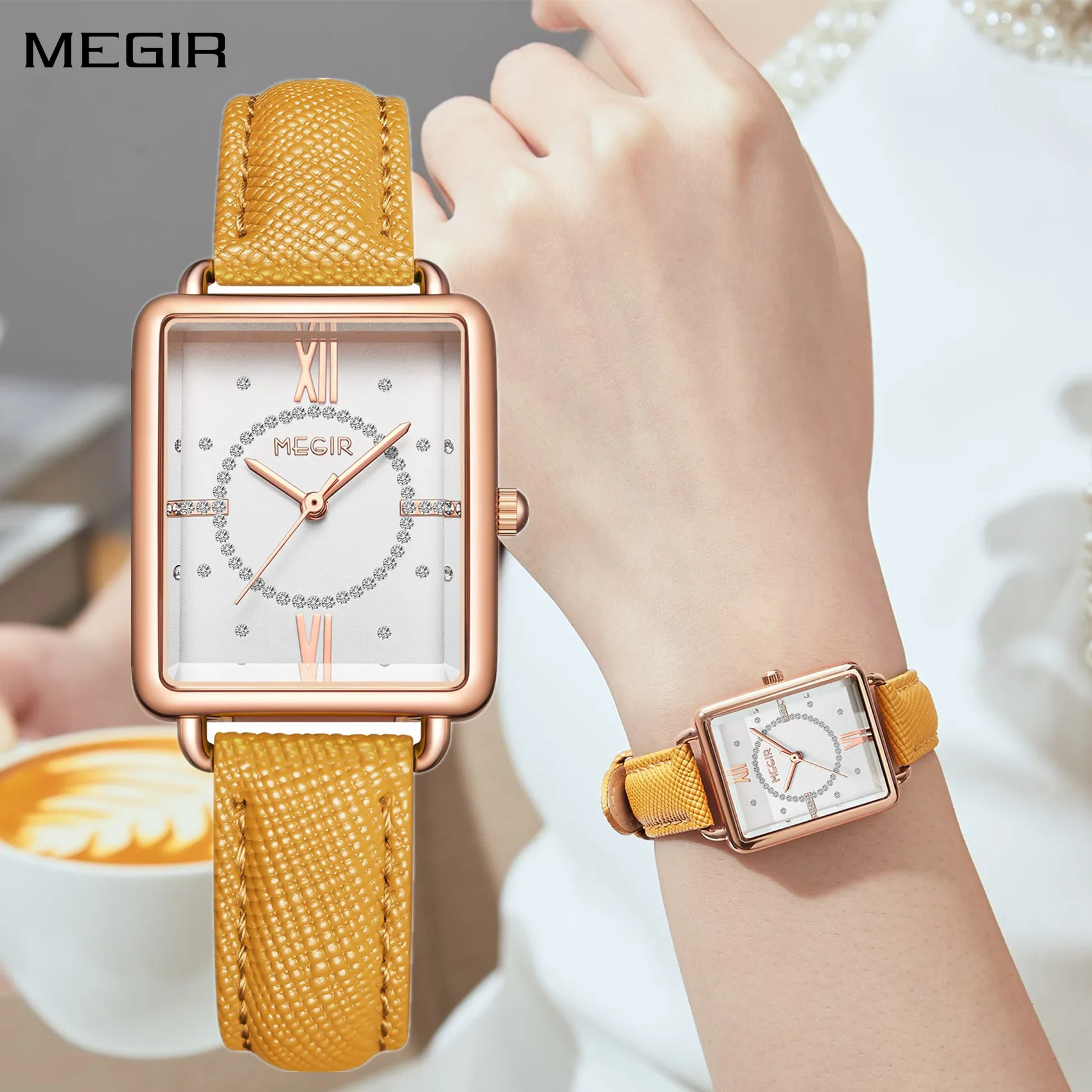 MEGIR Women Watch Luxury Fashion Leather Strap Ladies Quartz Wristwatch Casual Sport Wrist Watches Dress Clock Relogio Feminino