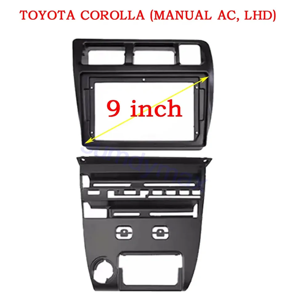 Carro Rádio Quadro Cabo Traço Mount Kit, Painel Fascia Plástico Estéreo, Android, 2 Din, 9 ", apto para Toyota Corolla Sprinter 1991-1997