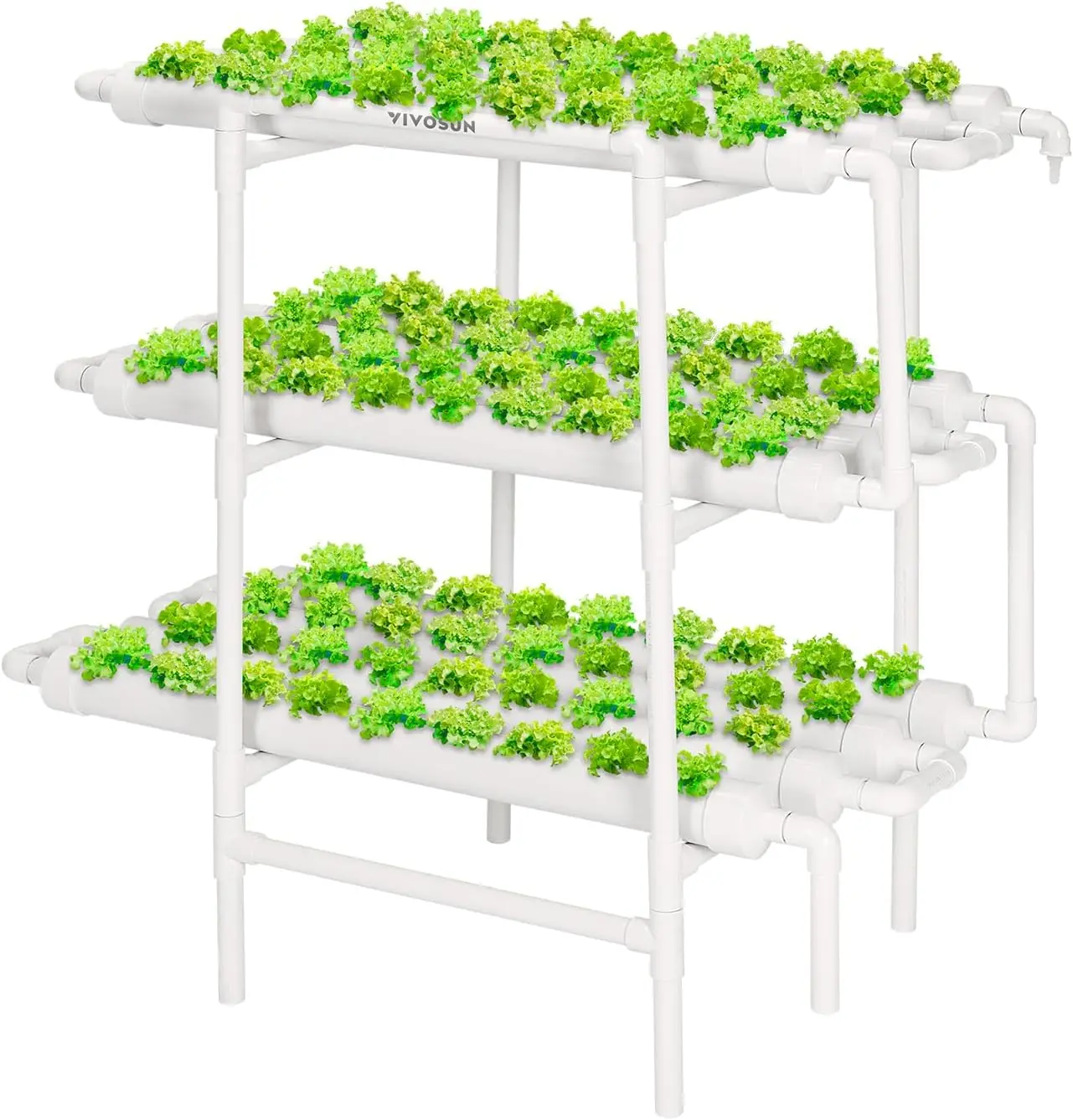 Hydroponics Growing System 108 Plant Sites, 3 Layers 12 Food-Grade PVC-U Pipes Gardening System Grow Kit with Water Pump Timer