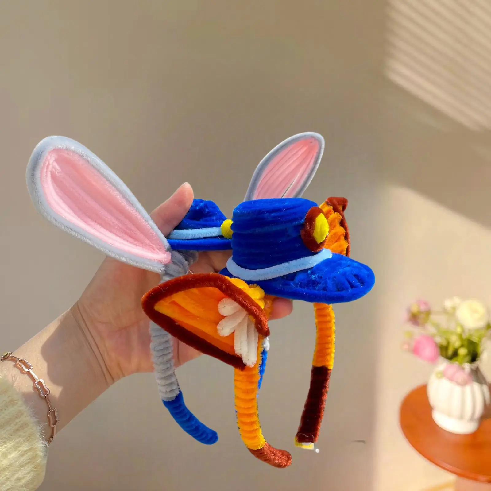 Cosplay Kaninchen Polizist Chenille Stamm Nick Fuchs Ohr Stirnband süßes Stirnband Zubehör verkleiden sich Plüsch Stirnband Haarspange