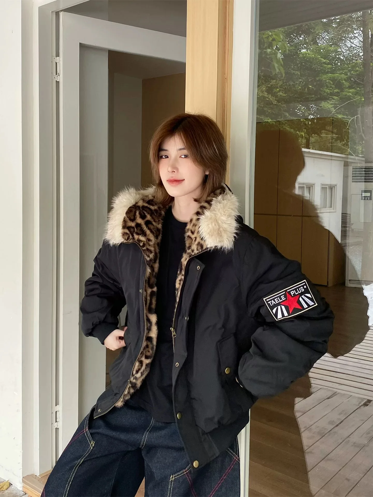 

Американская парка с леопардовым принтом и капюшоном, хлопковая куртка, мужское зимнее теплое летное хлопковое пальто, модное молодежное свободное пальто