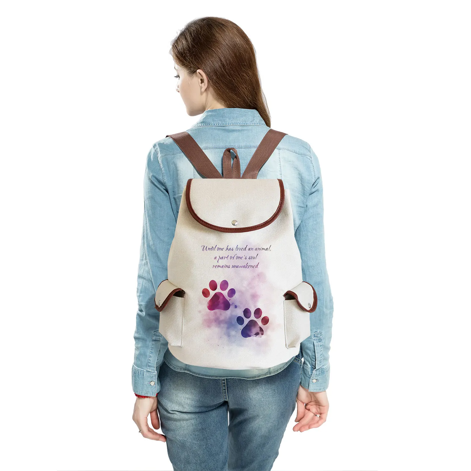 Grande Capacidade Dos Desenhos Animados Cat Paw Impresso Saco para As Mulheres, Mochila Escolar Casual, Mochila Portátil de Alta Qualidade, Pacotes Ao Ar Livre, Menina Adolescente