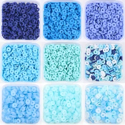 Blue Color 500pcs/Box 6mm Flat Round Polymer Clay Beads Box Set Chip Disk Loose Spacer Beads For Diy Jewelry Making Bracelets