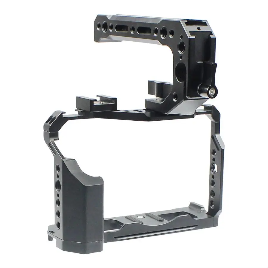 

X-T4 Camera Cage Top Handle Grip for FUJIFILM X-T4 Aluminum Frame Cold Shoe Mount NATO Rail Arca Swiss Plate Mic Light Holder