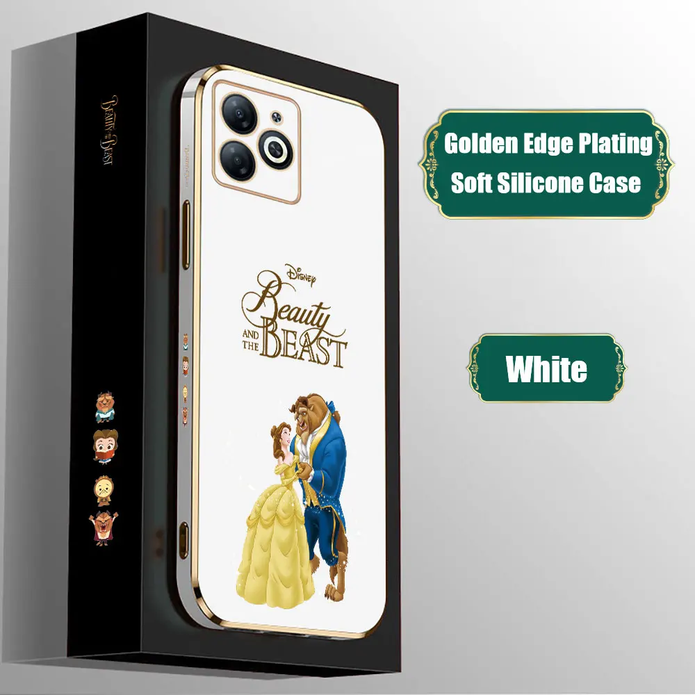 Disney Beauty And The Beast Phone Case For infinix NOTE 40 30 12 VIP 12I 11 11S 10 Pro 8 8I Smart 8 7 5 4 Luxury Plating Cover