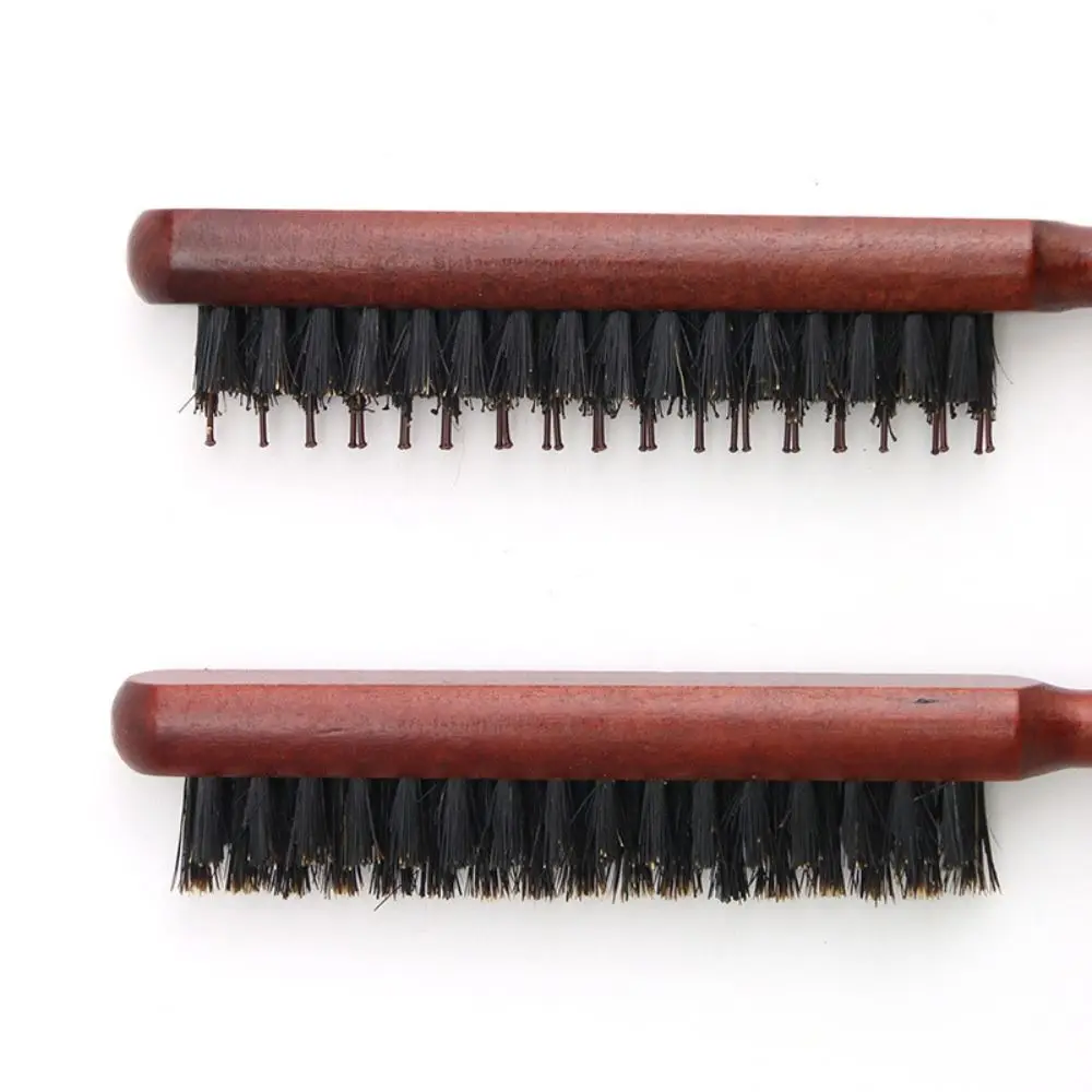 

New 3 Rows Sideburns Fluffy Hair Beating Comb Wooden Handle Durable Pointed Tail Comb Hair Brush