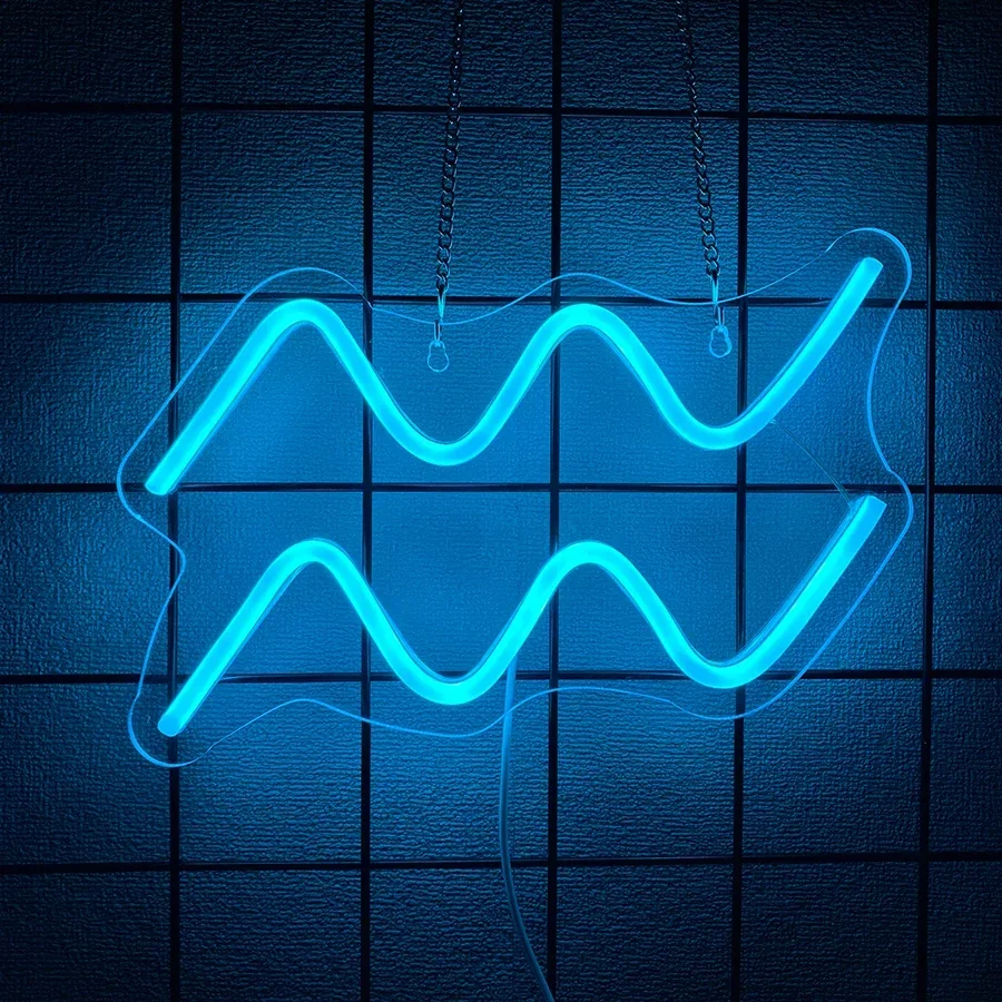 Bedroom LED Wave Living Neon Birthday Party Christmas Signs Light Art Wall Decor Room Office Bar Novelty Lighting（new）