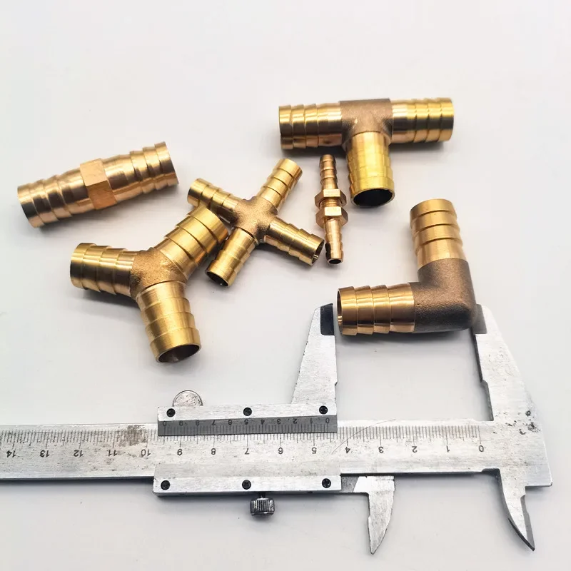 Brass barb pipe fitting, 2, 3, 4-way brass joint, used for 4mm 5mm 8mm 12mm 16mm 19mm hose, copper tower water pipe fitting