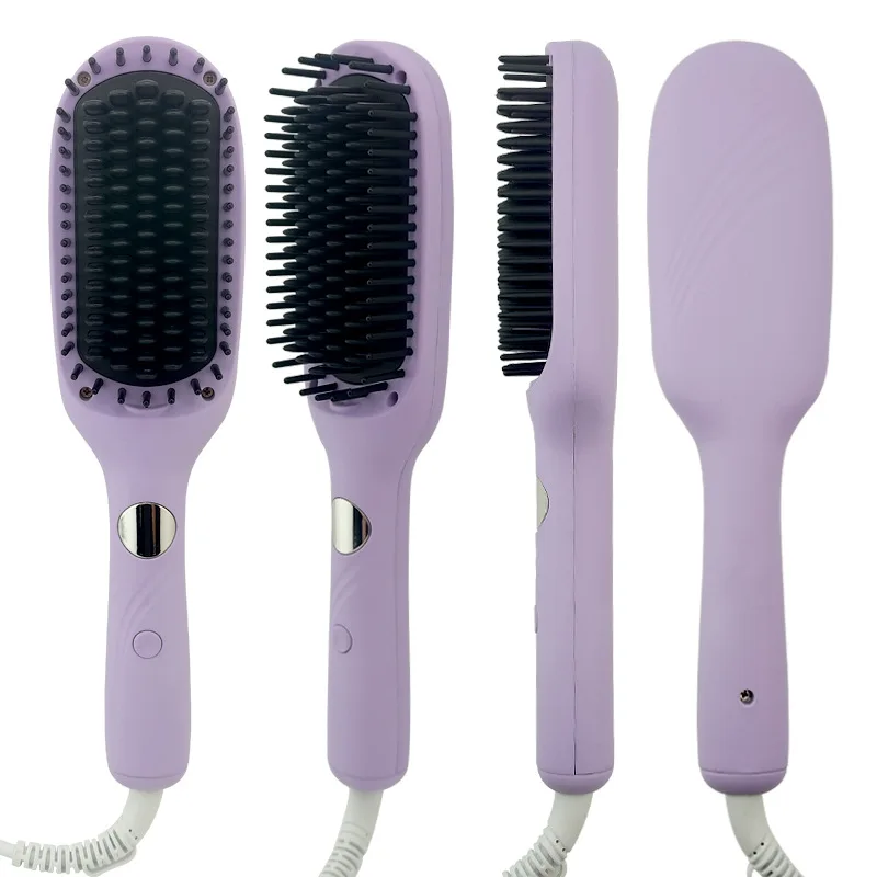Negative Ion USB-Powered Dual-Purpose Straightening & Curling Hair Comb Fluffy Design 150-230C Temperature Control PTC Plate