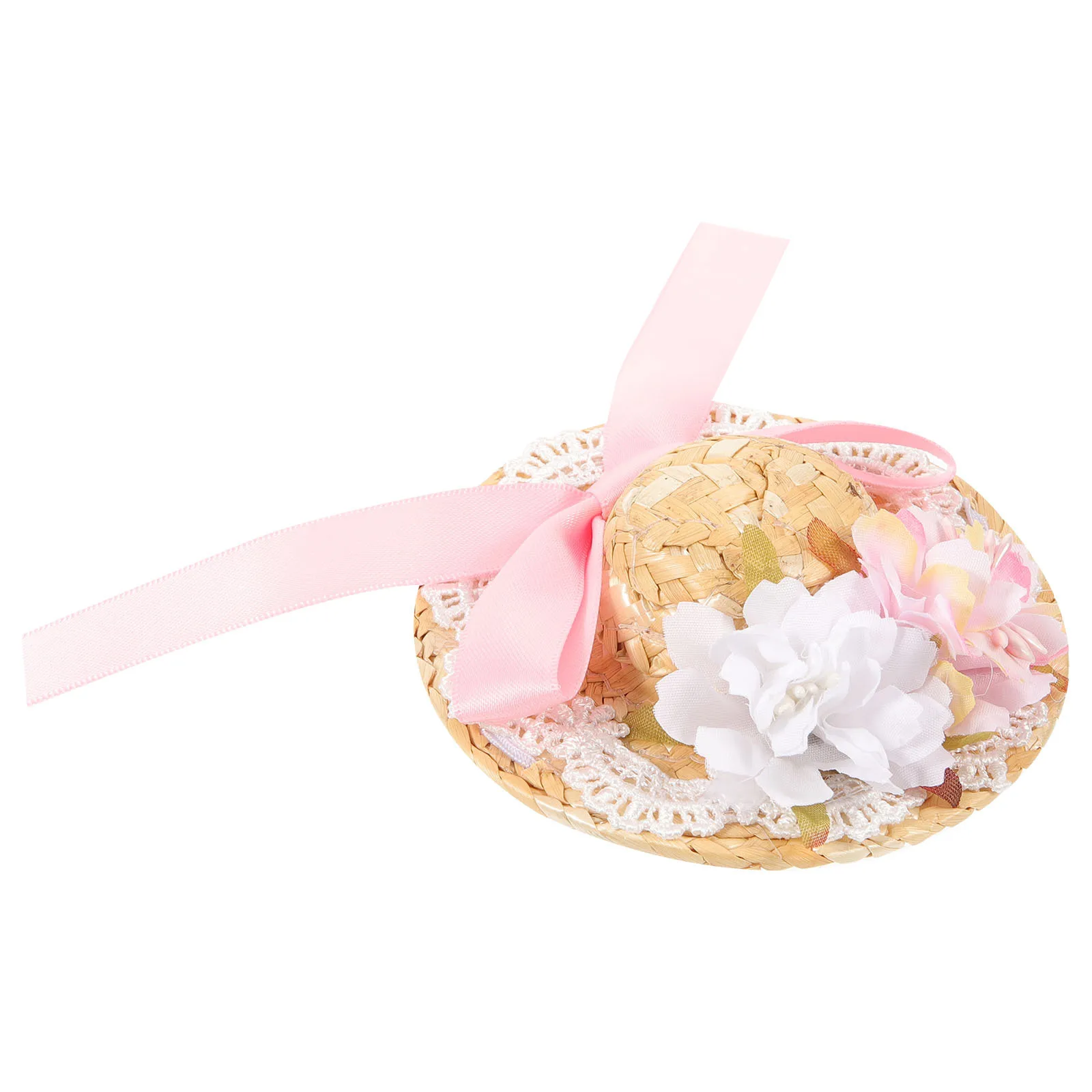 

Pet Dog Straw Hat Xs Summer Woven Bowknot Flower Puppy Hat Cute Costume Party Photo Prop Pet Dress Up Headdress