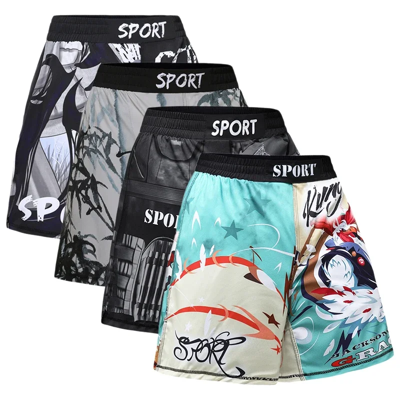 Kid's MMA BJJ Shorts Jiu Jusit Muay Thai Kickboxing Short Pants Boys Boxing Fitness Gym Swimming Trunks Training Running Shorts