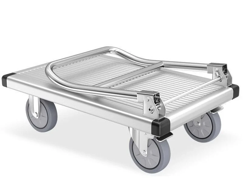 

Aluminum alloy trolley handling folding silent universal wheel pulling trolley heavy duty thickened cart stainless steel handle